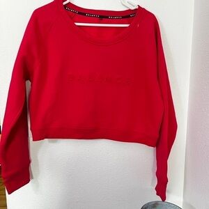 Balance Athletica Crop Long Sleeve Crew Neck Sweatshirt Pink Size Large